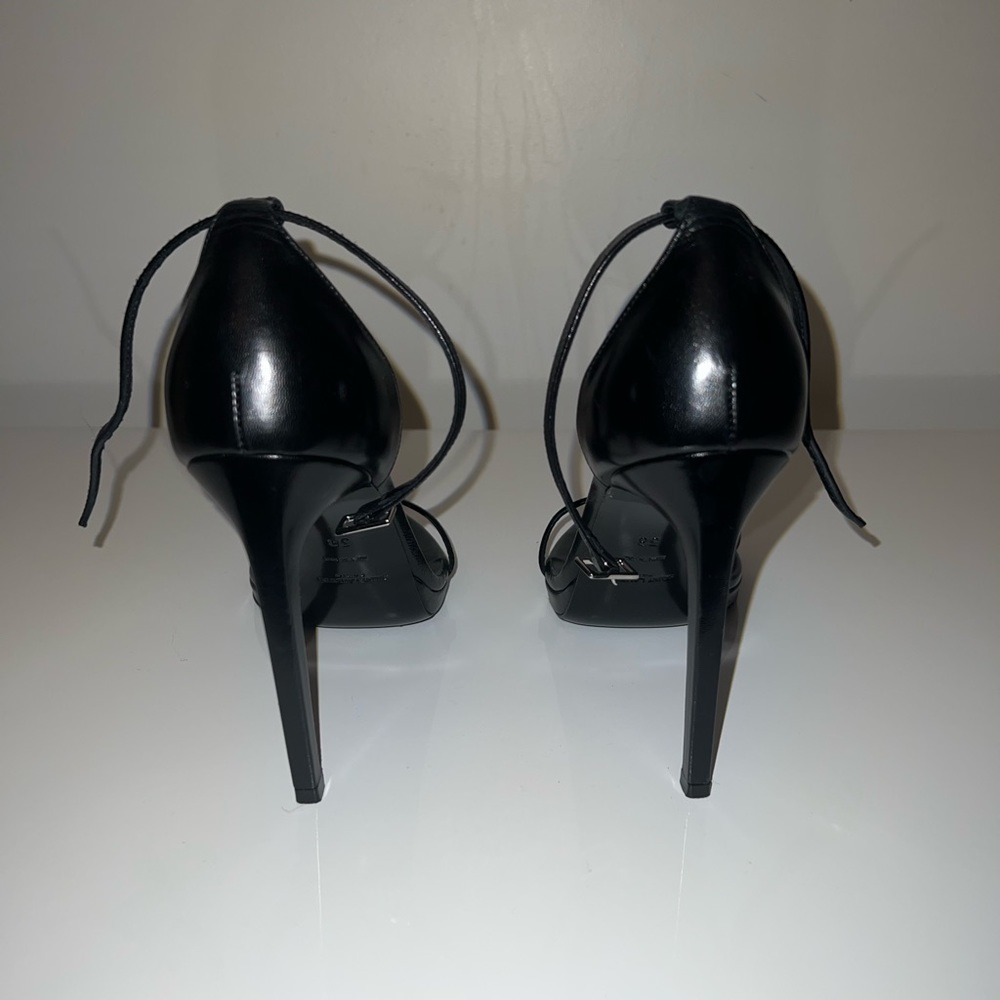 SAINT LAURENT black leather sandal heel - Picture 4 of 5